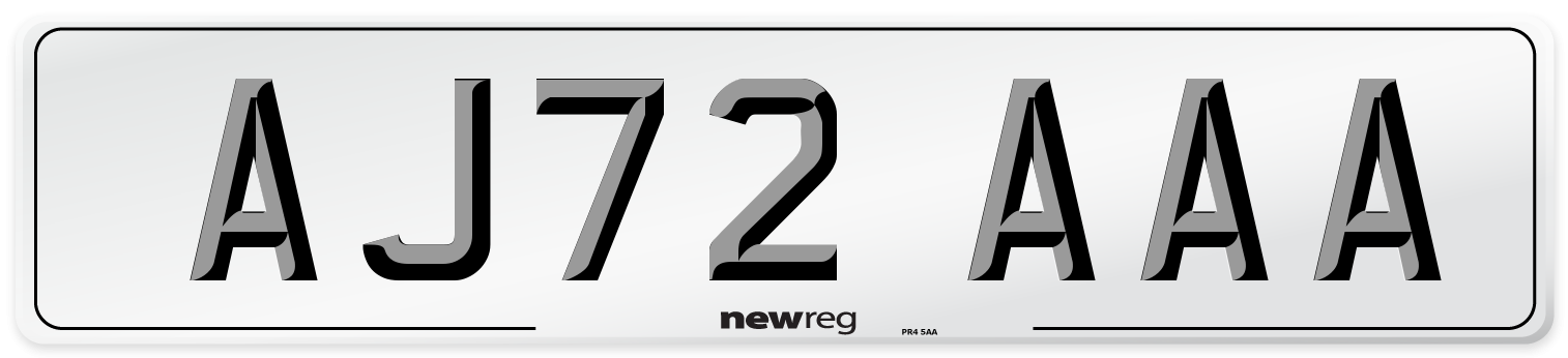 AJ72 AAA Number Plate from New Reg